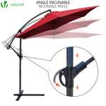 VOUNOT 300 cm Parasol Excentrico, Sombrilla de Jardín con Manivela y Funda Protectora, Protección UV, Rojo 50+