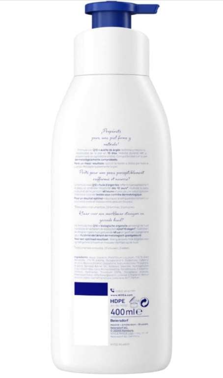NIVEA Q10 Aceite de Argán Body Milk Reafirmante Hidratante Loción corporal vitamina C 400 ml
