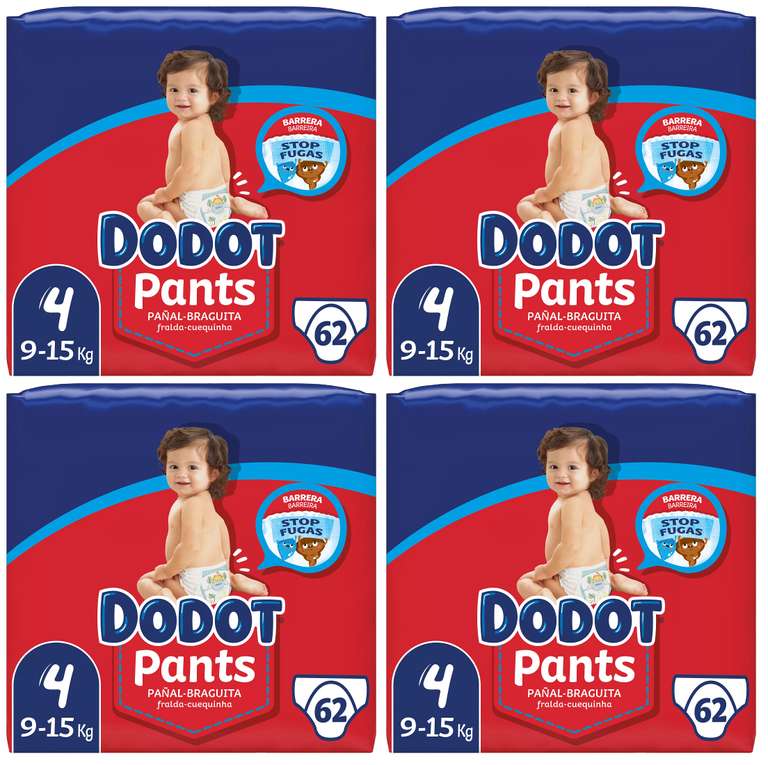 4x Dodot Pants talla 4 solo 31.2€ (248 pañales en total)