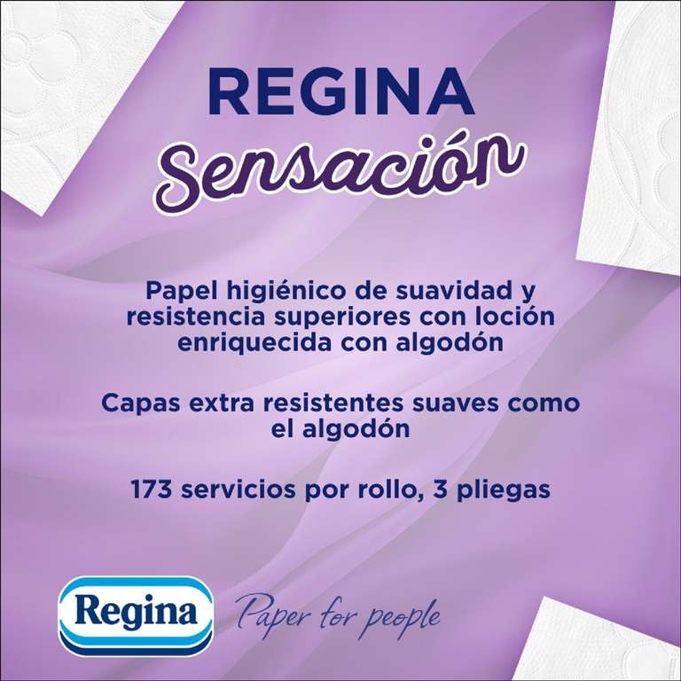 Regina Sensación - 42 Rollos de Papel Higiénico, 175 Hojas de 3 Capas.