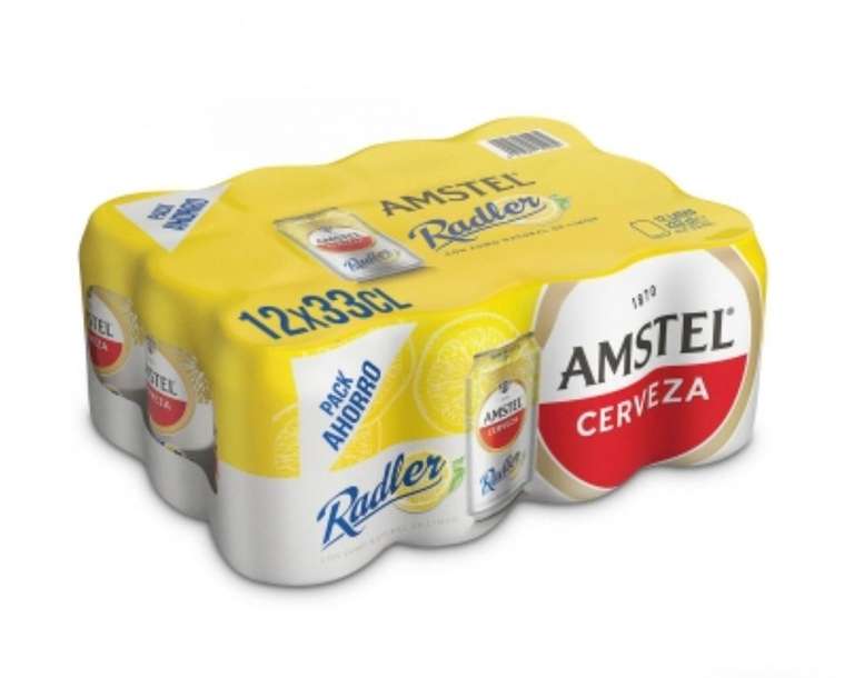 36 latas Cerveza Amstel Radler con limón (3 packs 12 latas 33 cl)