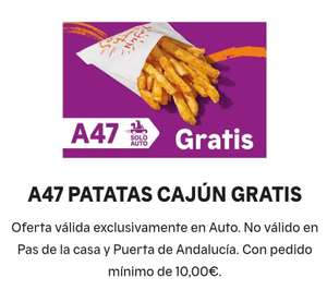 Patatas cajún gratis en auto (pedido min 10€)