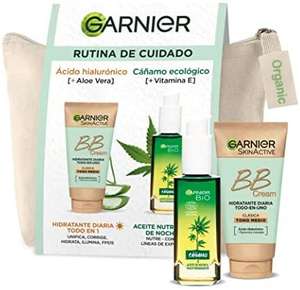 Garnier Neceser de Cuidado Facial - BB Cream Hidratante Todo en uno, Tono Medio SPF15 y Acido Hialurónico 50ml + Sérum Multireparador 30ml