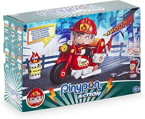 Pinypon Action - Moto de Bombero con 1 figurita