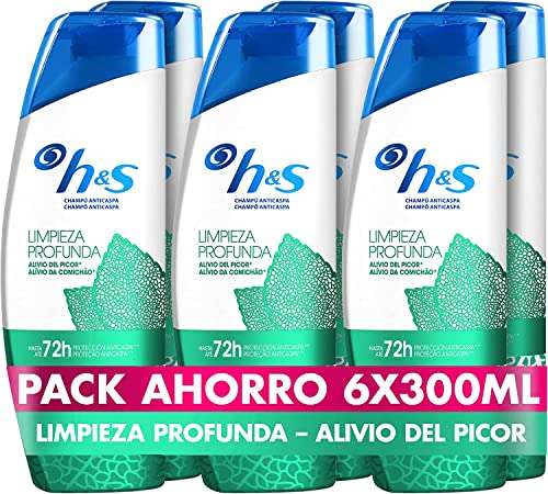 H&S Champú Anticaspa Limpieza Profunda Alivio Del Picor - 6x300 ml