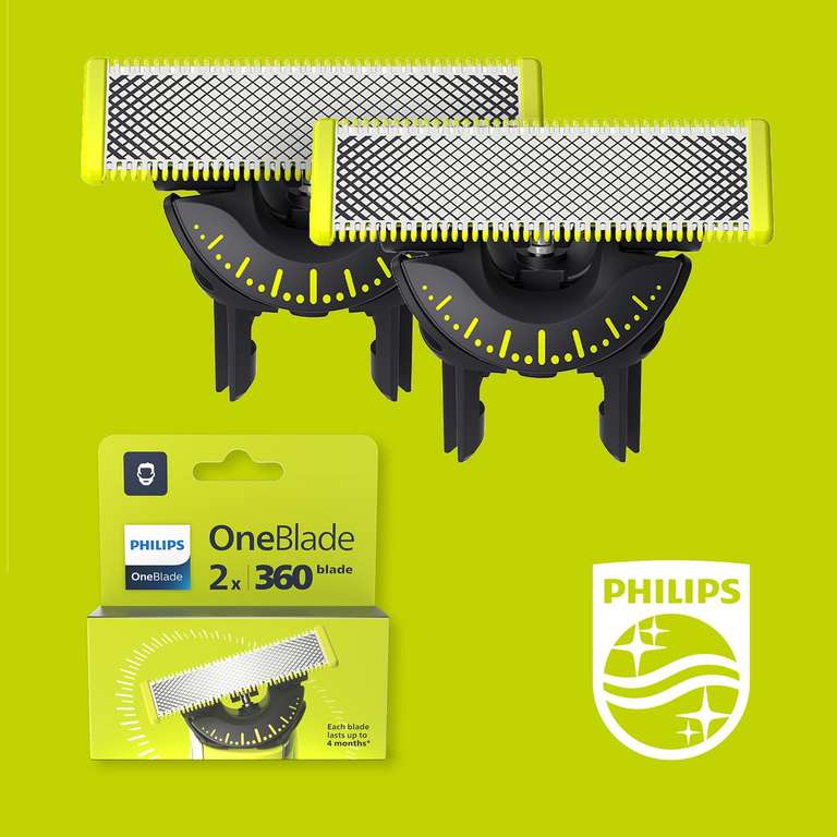 Philips OneBlade 360, Cuchillas de Repuesto Originales, Compatible con todos los Philips OneBlade, Pack de 2 unidades, QP420/60