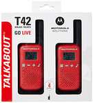 Motorola T42 RED - Walkie Talkie PMR446 de 16 Canales con Alcance de 4 km en Color Rojo (Paquete de 2)