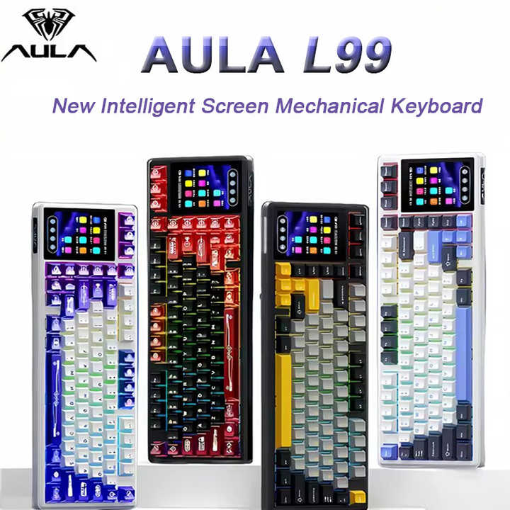 Teclado Mecánico Inalámbrico Tri-Modo AULA L99 con Pantalla Inteligente,,(precio indicado para el negro y rojo, disponible otros colores)