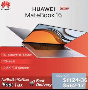 HUAWEI-ordenador portátil MateBook 16 AMD Ryzen R5-5600H/R7-5800H, 16GB, 512GB