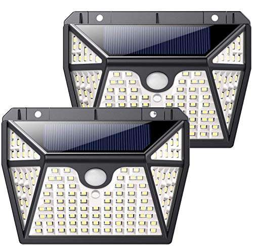 2 Paquetes, Luz Solar Exterior 118 LED【Versión Ultra-Brillante】con Sensor de Movimiento Impermeable Gran Ángulo 270º de Iluminación