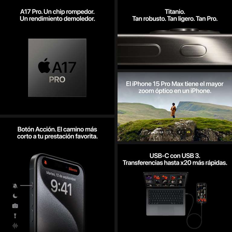 Apple iPhone 15 Pro MAX (256 GB) - Titanio Negro