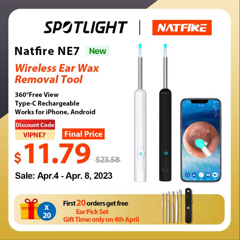 NATFIRE-limpiador de oídos inalámbrico NE7
