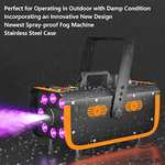 HAKUTA Máquina de humo a prueba de lluvia y salpicaduras, 500W 8 luces LED con 4 efectos de luz para fiestas