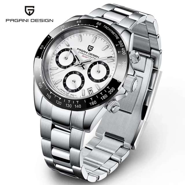 PAGANI Design-Reloj de cuarzo deportivo para Hombre, cronógrafo de lujo, de acero inoxidable, zafiro, resistente al agua - DIA 16 10 am