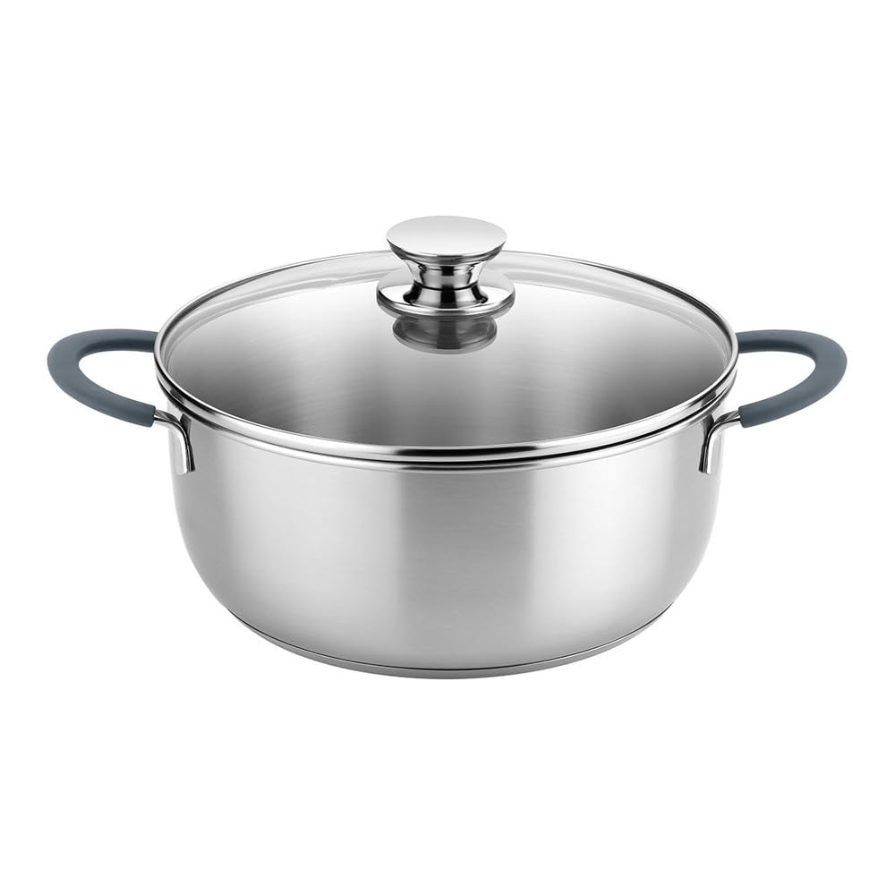 BRA Master | Cacerola 16 cm, acero inox Sin Antiadherente,Sin PFOA,Apta todo tipo Cocinas,Asas Acero Inox recubiertas de Silicona