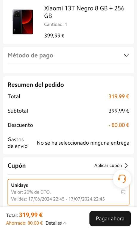 Xiaomi 13T (8Gb 256Gb) *ESTUDIANTES [256€ con Mi Points]