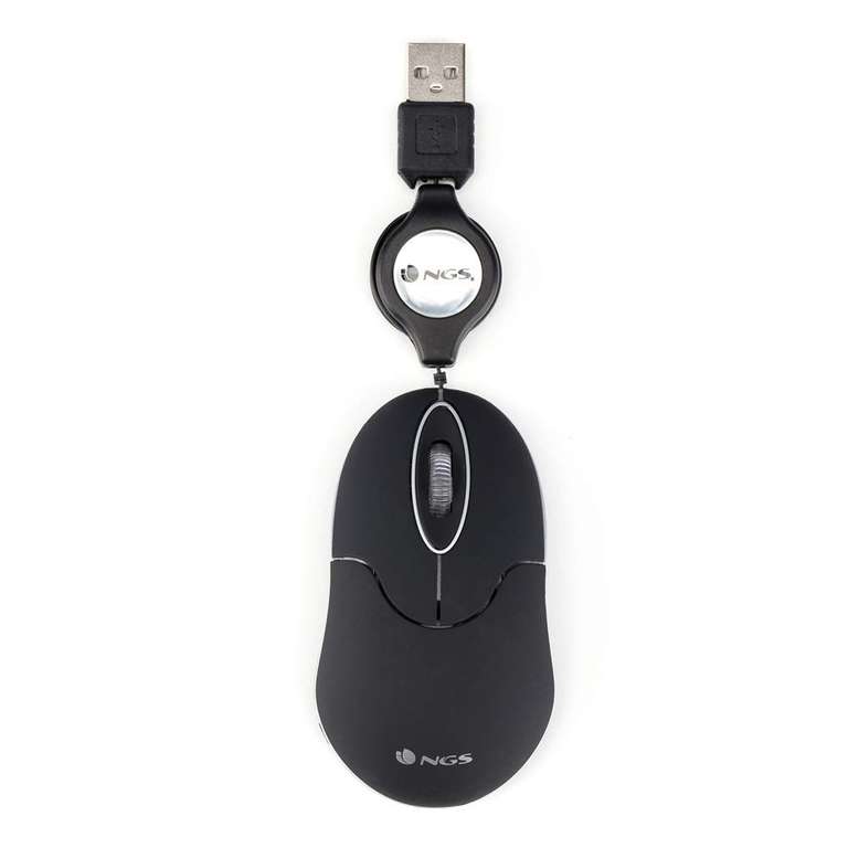 Ratón Óptico 1000dpi con Cable Retráctil USB