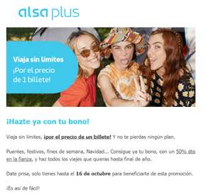 VUELVE 50% Bonos gratuitos de ALSA, pero solo para "jóvenes" (4 al 16 de octubre)