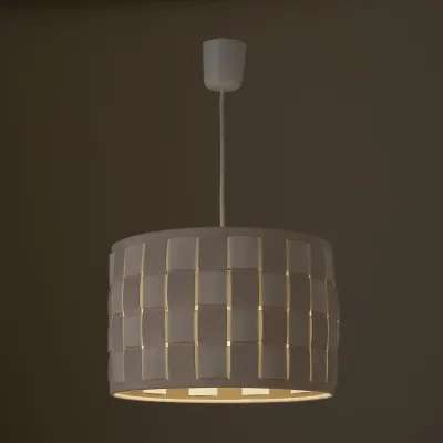 LOLAhome Lámpara de techo trenzada de terciopelo y PVC blanca y beige de Ø 30x20 cm