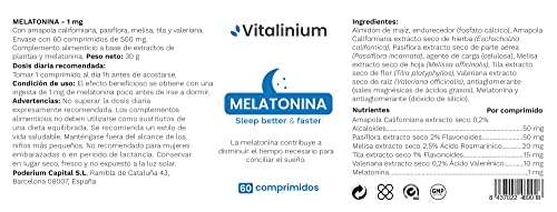 Melatonina Vitalinium - 60 Comprimidos Vegetales de 500 mg