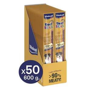 Beef stick snack para perros sabor buey/pavo pack de 50x12g
