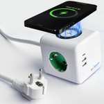 Regleta Enchufes Cubo con 2 USB Tipo A y 1 USB Tipo C, Carga Rapida, Carga Inalámbrica Wireless 15 W. Ladron de Enchufe con 3 Tomas de 220V