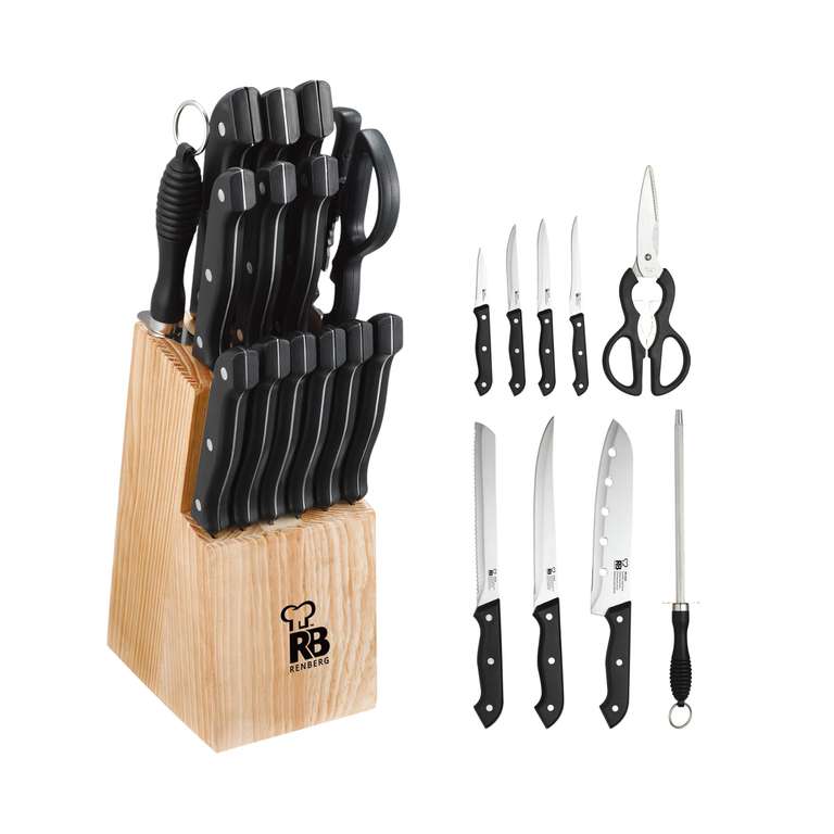 Set de 15 Piezas de Cuchillos Renberg Tenessy con Bloque de Madera