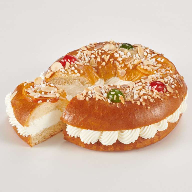 Roscón de Reyes relleno de nata sin aceite de palma estuche 450 g EL CORTE INGLES el mejor Según OCU (19,89 € / Kg)