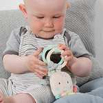 Agarrador de madera con diseño de pulpo, juguete de bebé con anilla de madera, tela de muselina, sonajero y espejo
