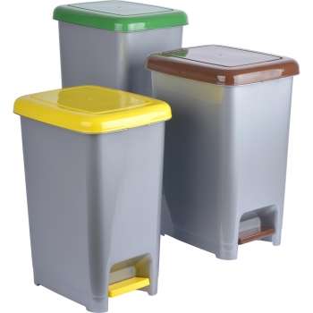Set 3 Cubos de Basura Reciclaje con Pedal Plástico TABERSEO 15 l ( Recogida en tienda gratis)