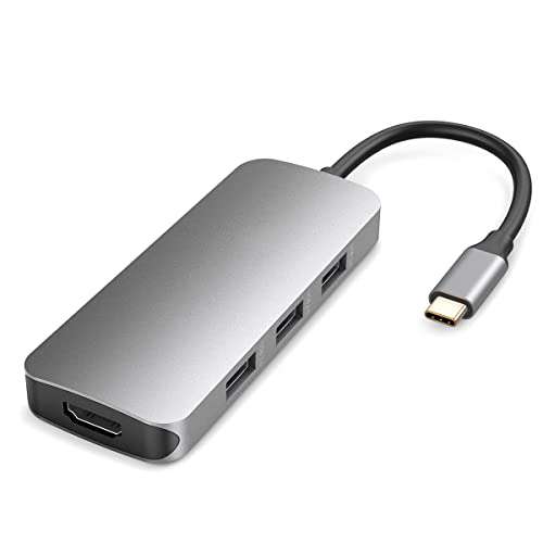 Hub USB 7 en 1, Multipuerto Hub USB C, Adaptador Multipuerto para MacBook Pro/Air, con Conectores USB-C, Puerto de Salida de Vídeo HD 4K