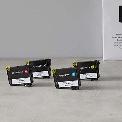 Cartucho de tinta Amazon Basics Epson 18 XL | paquete de 4 unidades (colores negro, cian, magenta y amarillo)