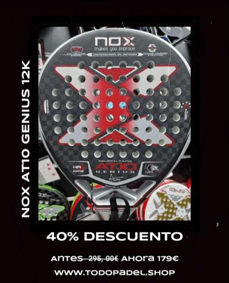 Pala de pádel Nox AT10 Genius 18K 2022 de Agustín Tapia (12K por 165 €)
