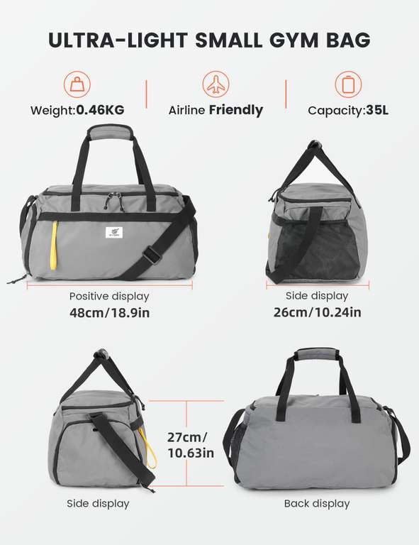 Bolsa Deportiva 40L Con Compartimento Para Zapatos - Mochila O Bandolera, Separación Seco/Húmedo, Azul