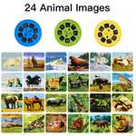 Mini Linterna Proyector Cuentos,3 Diapositivas Discos Contiene 24 Animale Imágenes,Aprendizaje y Educacion