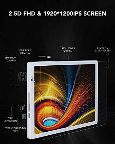 Tablet 10 Pulgadas LNMBBS Android 10.0, 4G LTE, 1920 * 1200 FHD, Octa-Core 1.8Ghz, 4GB RAM, 64GB ROM, 5G WiFi, Bluetooth 5.0,