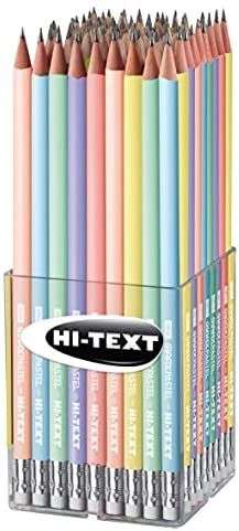 Hi-Text Lápices Grafix Pastel 076 de grafito con lacado en colores pastel y gomas blancas, bote de 72 unidades