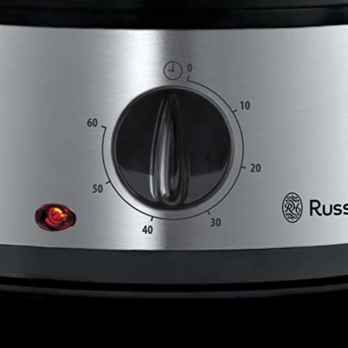 Russell Hobbs Vaporera - 3 Recipientes para Cocinar al Vapor - Capacidad 9 litros - Temporizador - Sin BPA - Acero Inoxidable 800 W
