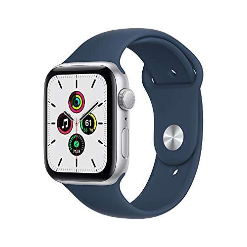 Apple Watch SE (GPS) - Caja de Aluminio en Plata de 44 mm - Correa Deportiva en Color Abismo