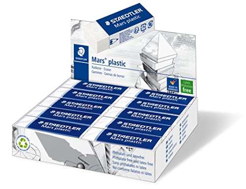 Staedtler Mars Plastic 526 50. Goma de borrar de color blanco, Caja con 20 unidades. & 185 C12 - Lápices, 12 Unidades (Paquete de 1)