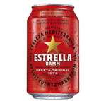 56 latas de Estrella Damm Cerveza rubia mediterránea de malta, arroz y lúpulo lata 33 cl [Click & Car gratis]