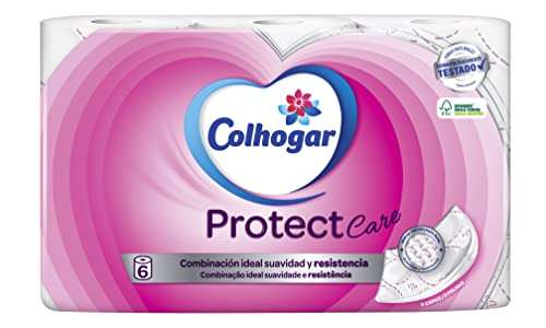 Colhogar Protect Care Blanco 7x6 - Papel de Baño Suave y Resistente - 42 Rollos - 3 Capas