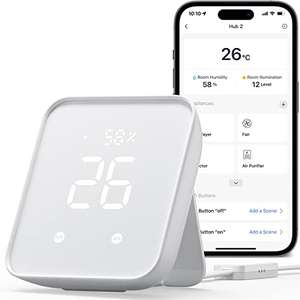 Termómetro higrómetro WiFi, Mando a Distancia Inteligente y Sensor de luz,, Compatible con Alexa & Google Assistant