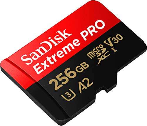 SanDisk Tarjeta microSDXC Extreme PRO de 256 GB + adaptador SD + RescuePRO Deluxe de hasta 200 MB/s,