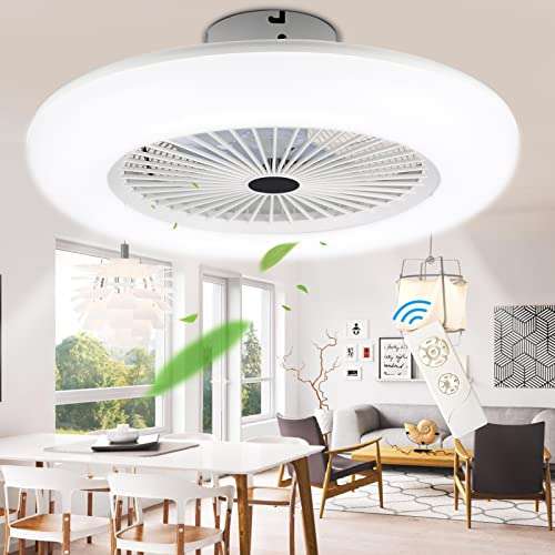 Ventilador de techo con iluminación, 80W, silencioso,velocidad del viento ajustable,temperatura de color,Clase de eficiencia energética A++