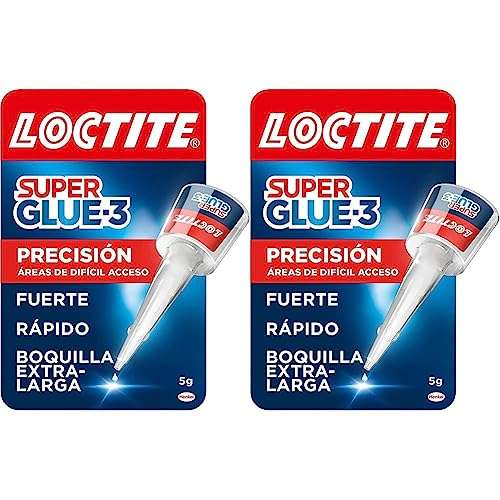 2 x Loctite Super Glue-3 Precisión, 5 gramos cada unidad, pegamento transparente de máxima precisión