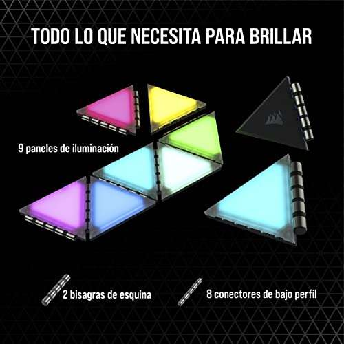 Corsair iCUE LC100 - Paneles de iluminación para decoración de Caja, Mini triángulo, 9 x Kit de expansión 81 LED RGB