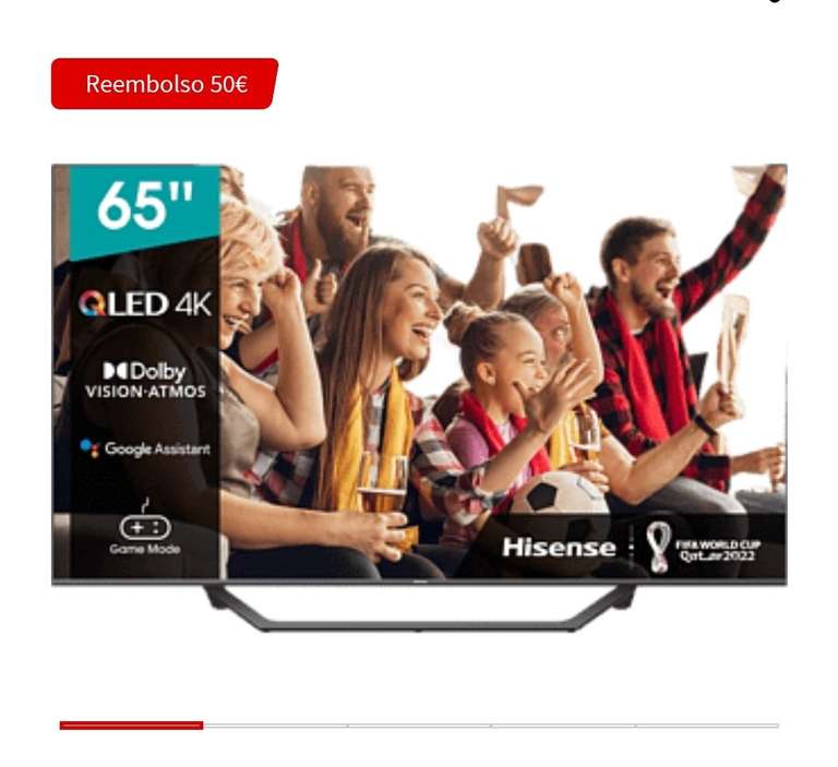 TV QLED 65" - Hisense 65A7GQ, HDR UHD 4K , Smart TV, HDMI 2.1, Dolby Atmos, Dolby Vision, HDR10+, Negro