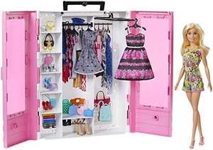 Barbie Fashionista Armario portable con muñeca incluida, ropa, complementos y accesorios de muñecas