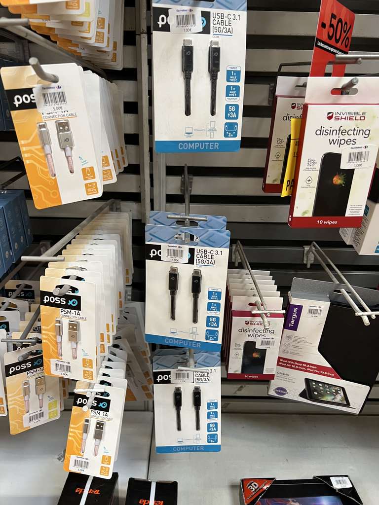 Cable usb tipo C 3.1, 3A, 2 metros (Carrefour Outlet, atalayas)